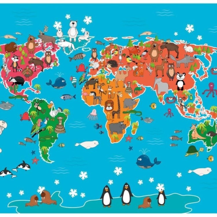 Painel Fotográfico Mapa Mundi Infantil N015299
