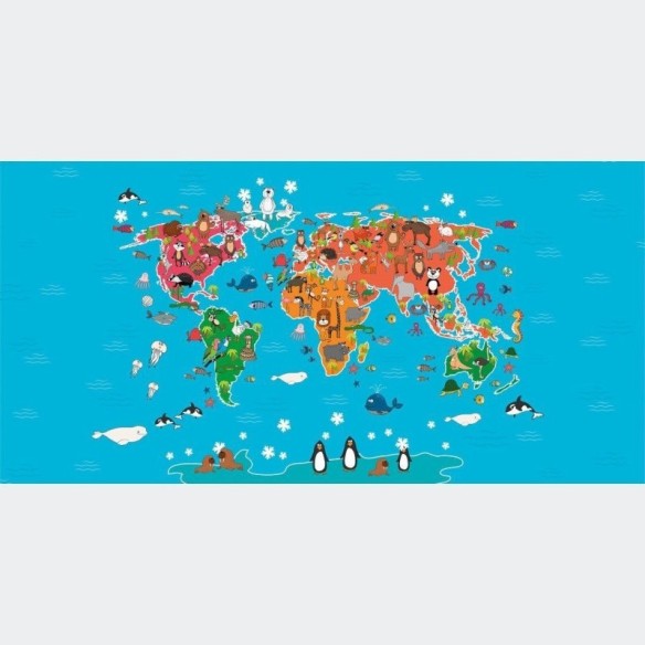 Painel Fotográfico Mapa Mundi Infantil N015299