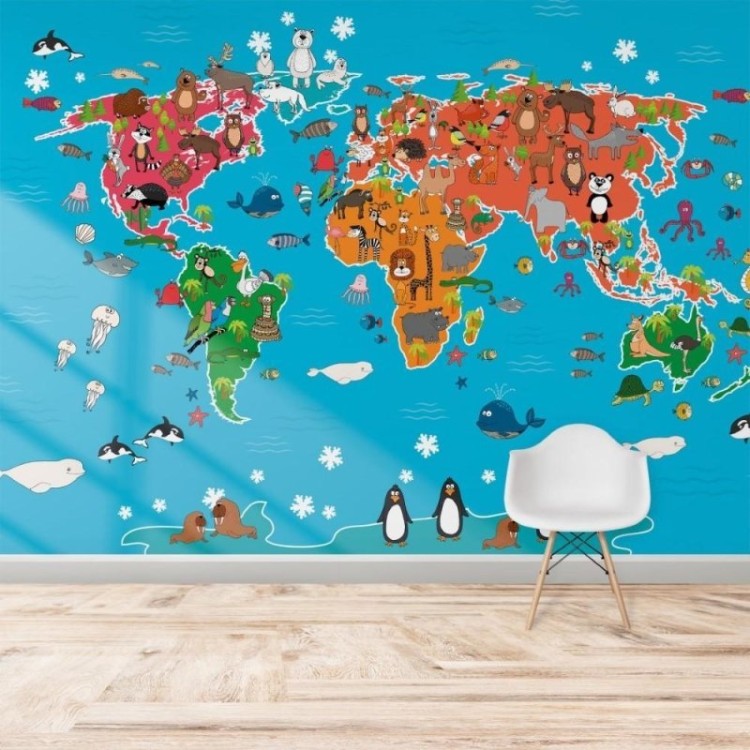 Painel Fotográfico Mapa Mundi Infantil N015299