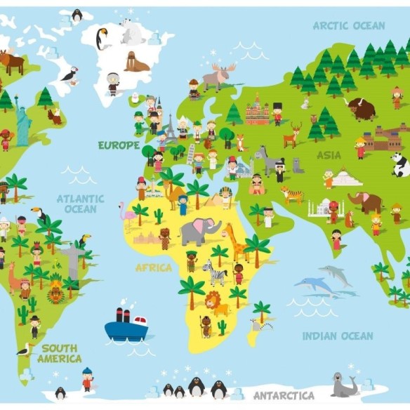 Painel Fotográfico Mapa Mundi Infantil N016124