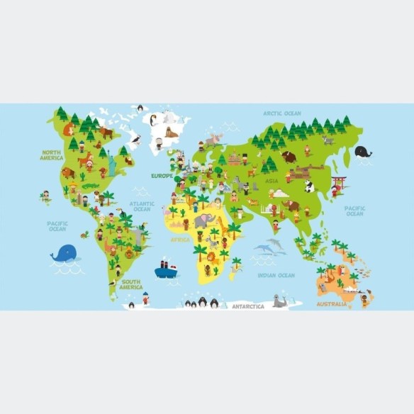 Painel Fotográfico Mapa Mundi Infantil N016124
