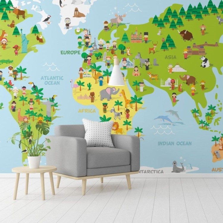 Painel Fotográfico Mapa Mundi Infantil N016124