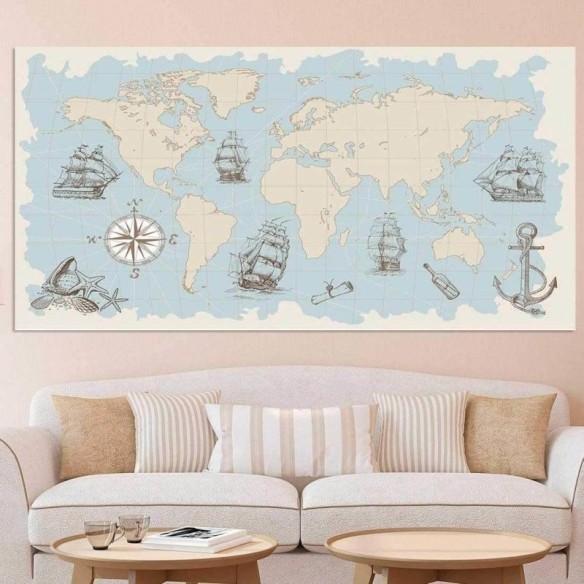 Painel Fotográfico Mapa Mundi Vintage 641714248