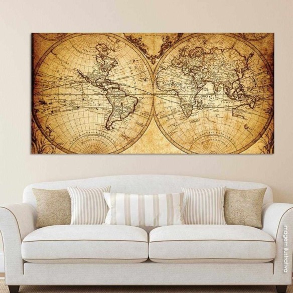 Painel Fotográfico Mapa Mundi Vintage de 1733