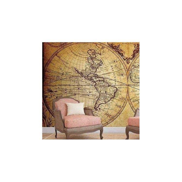 Painel Fotográfico Mapa Mundi Vintage de 1733