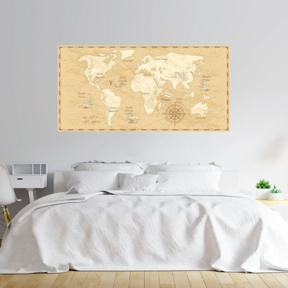 Painel Fotográfico Mapa Mundi Vintage N015293