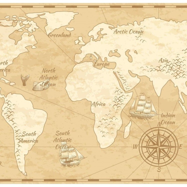 Painel Fotográfico Mapa Mundi Vintage N015293