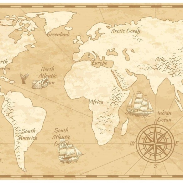 Painel Fotográfico Mapa Mundi Vintage N015293