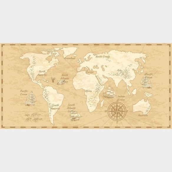 Painel Fotográfico Mapa Mundi Vintage N015293