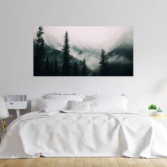 Painel Fotográfico Montanhas E Pinheiros Na Neblina N016147