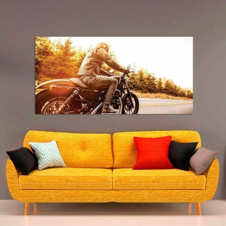 Painel Fotográfico Motociclista de Moto Custom...