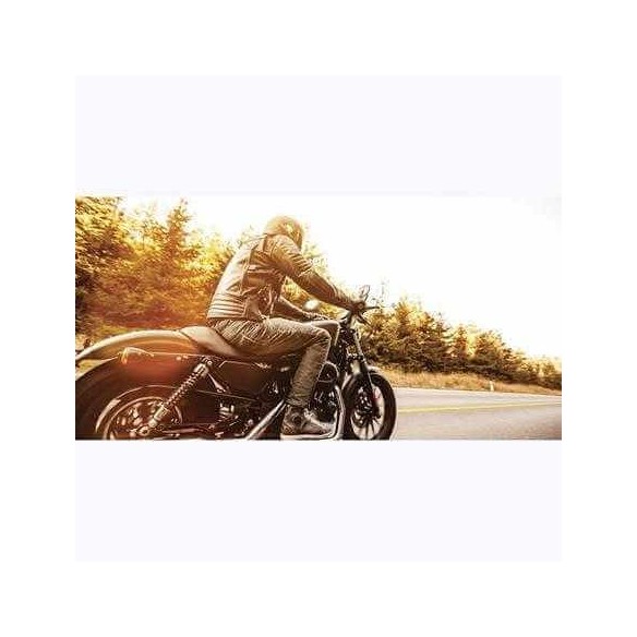 Painel Fotográfico Motociclista de Moto Custom na Estrada