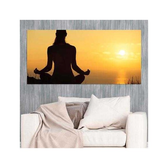 Painel Fotográfico Mulher Meditando ao Pôr do Sol