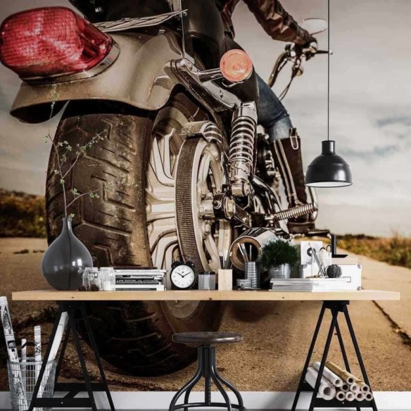 Painel Fotográfico Mulher Motociclista na Estrada