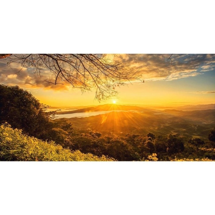 Painel Fotográfico Nascer Do Sol Na Montanha...