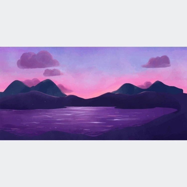 Painel Fotográfico Paisagem Anoitecer na Lagoa...