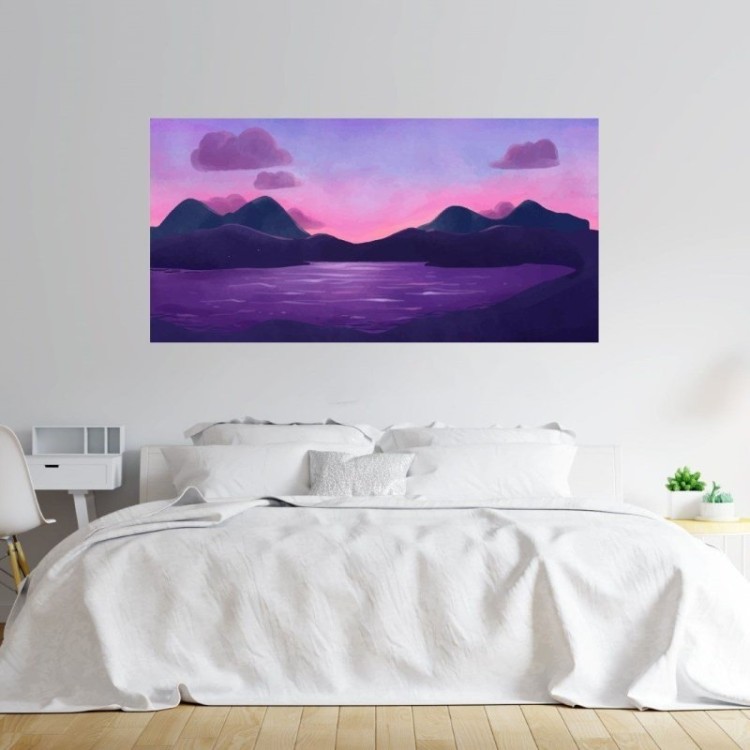 Painel Fotográfico Paisagem Anoitecer na Lagoa...