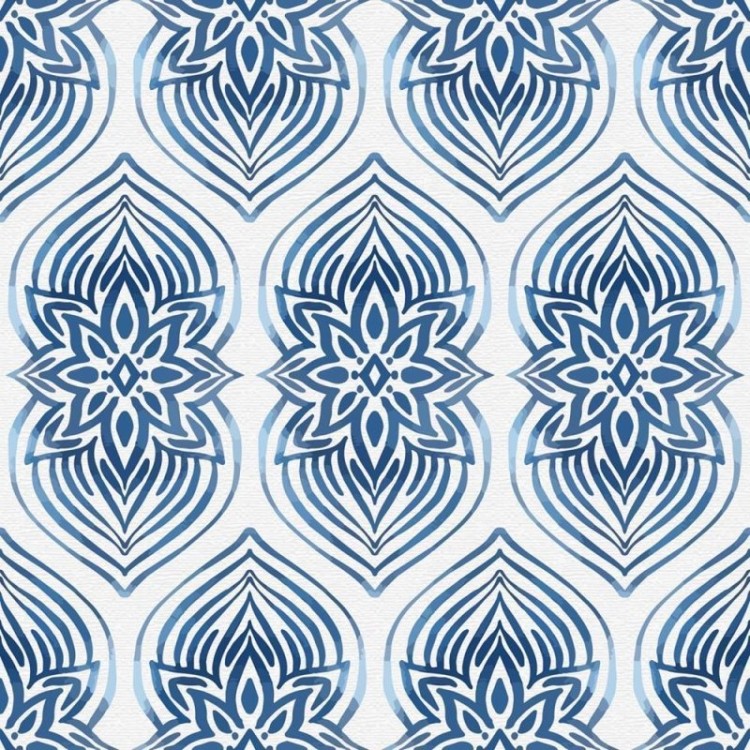 Papel de Parede Adesivo Aquarela Azul Flores...