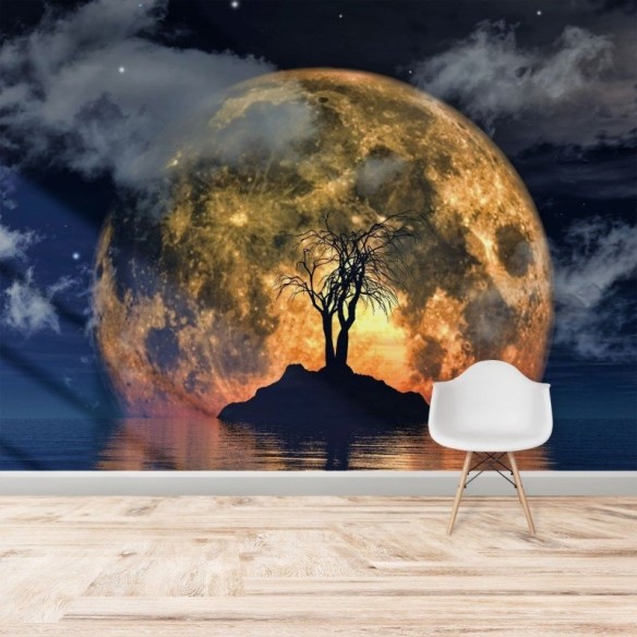Painel Fotográfico Paisagem Noturna Lua N016145