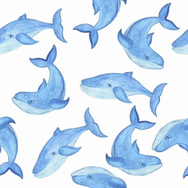 Papel de Parede Adesivo Aquarela Baleias N014206