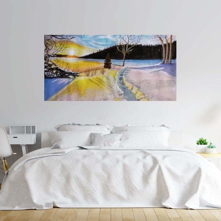 Painel Fotográfico Pôr do Sol Aquarela N015297