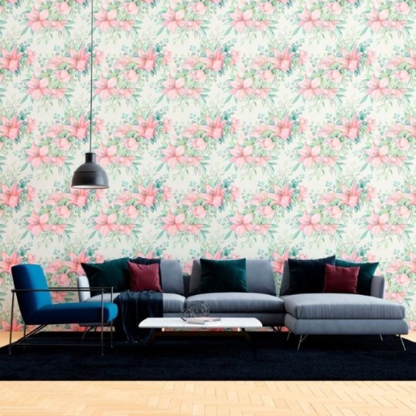Papel de Parede Adesivo Aquarela Floral N012146