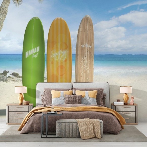 Painel Fotográfico Pranchas de Surf na Praia N012189