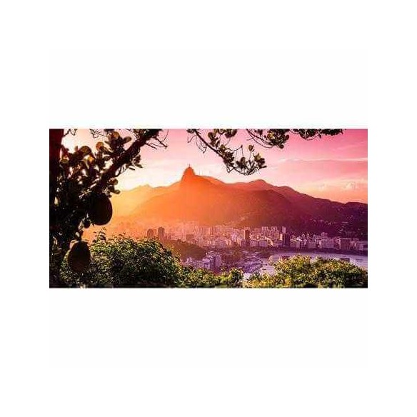 Painel Fotográfico Prédios na Beira-mar com Cristo Redentor ao Fundo