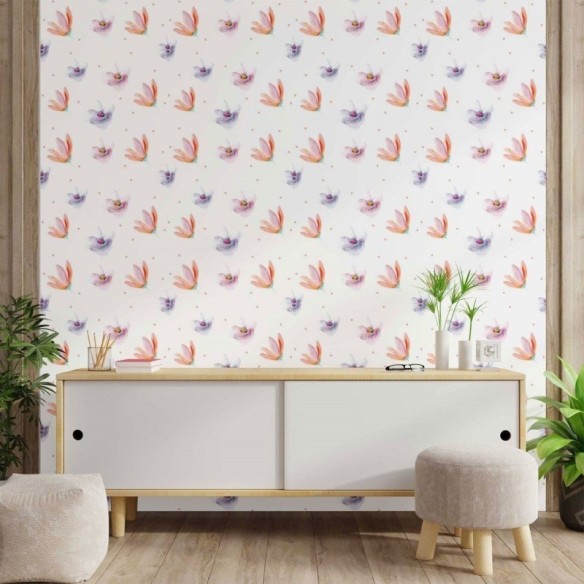 Papel de Parede Adesivo aquarela floral N014134