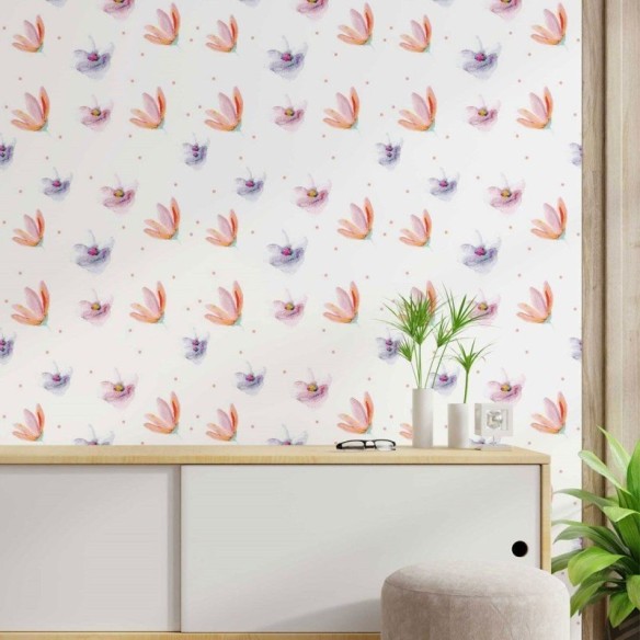 Papel de Parede Adesivo aquarela floral N014134