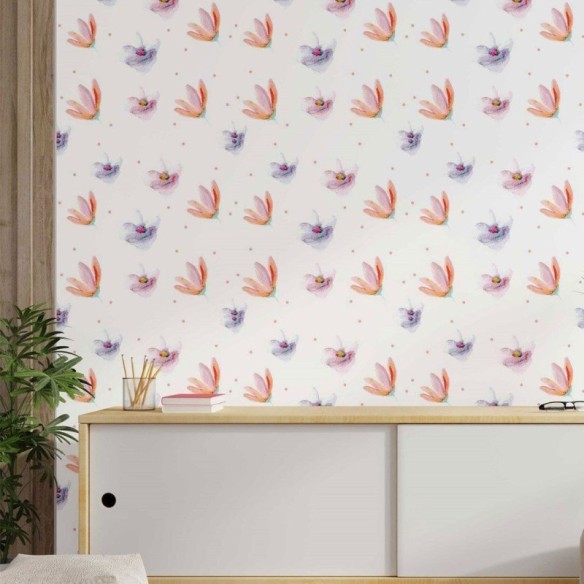 Papel de Parede Adesivo aquarela floral N014134