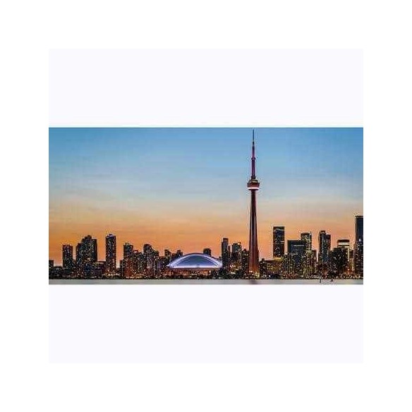 Painel Fotográfico Skyline de Toronto sobre o lago Ontário no crepúsculo