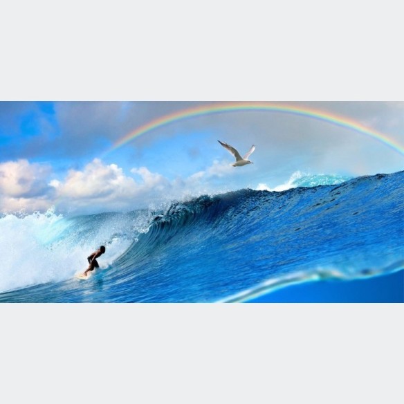 Painel Fotográfico Surfista e Arco-Íris N012173