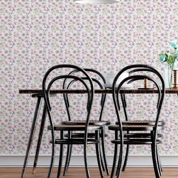 Papel de Parede Adesivo Aquarela Floral Verão N08027