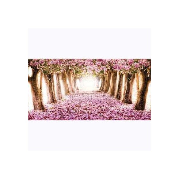 Painel Fotográfico Túnel de Árvores de Flores Rosas