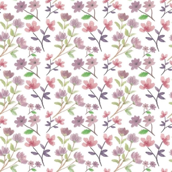 Papel de Parede Adesivo Aquarela Floral Verão N08027