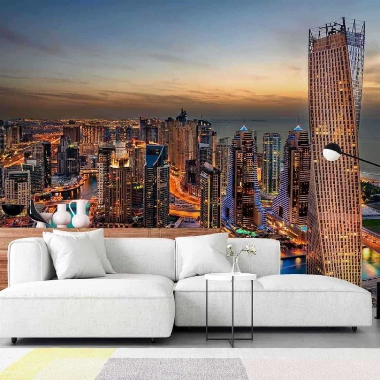 Painel Fotográfico Vista Áerea de Dubai em Emirados Árabes Unidos