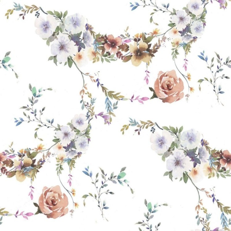 Papel de Parede Adesivo Aquarela Flores e...