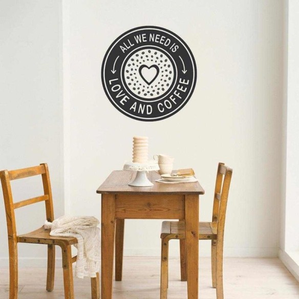 Adesivo Decorativo - ALL WE NEED 0,59X0,59 Metros (Tudo o que precisamos é de amor e café)