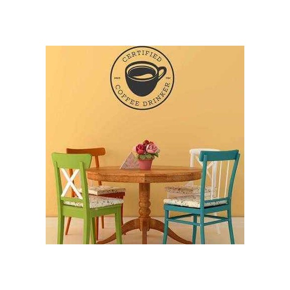 Adesivo Decorativo - certified 0,59x0,59 Metros (Certificado de viciado em café)