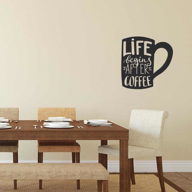 Adesivo Decorativo - life is coffee 0,59x0,60 Metros (A vida começa depois de uma xícara de café)