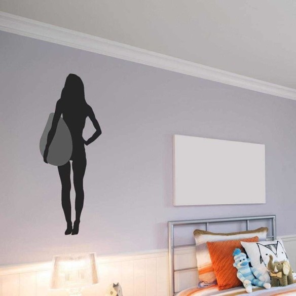 Adesivo Decorativo - Mulher De Frente Surfista - Medidas 0,59x1,29M