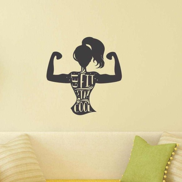 Adesivo Decorativo - Mulher Get Fit - Medidas 0,59x0,61M (Fique magra, continue legal)