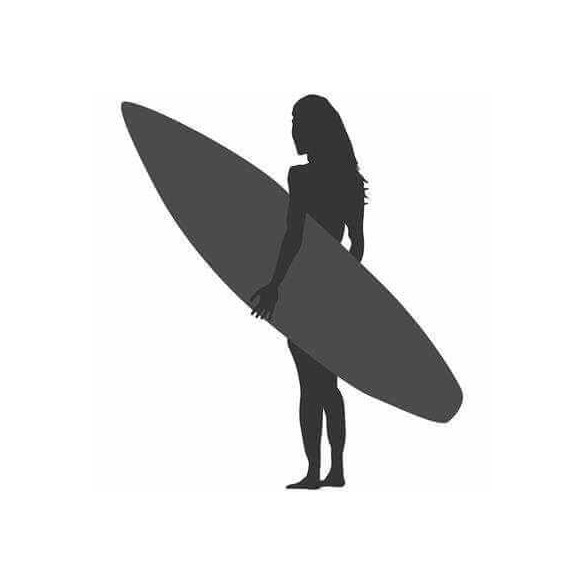 Adesivo Decorativo - Mulher Surfista De Lado - Medidas 0,59x0,68M
