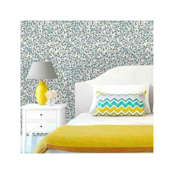 Papel de Parede Adesivo Arabesco Arabesco Azul 305848577