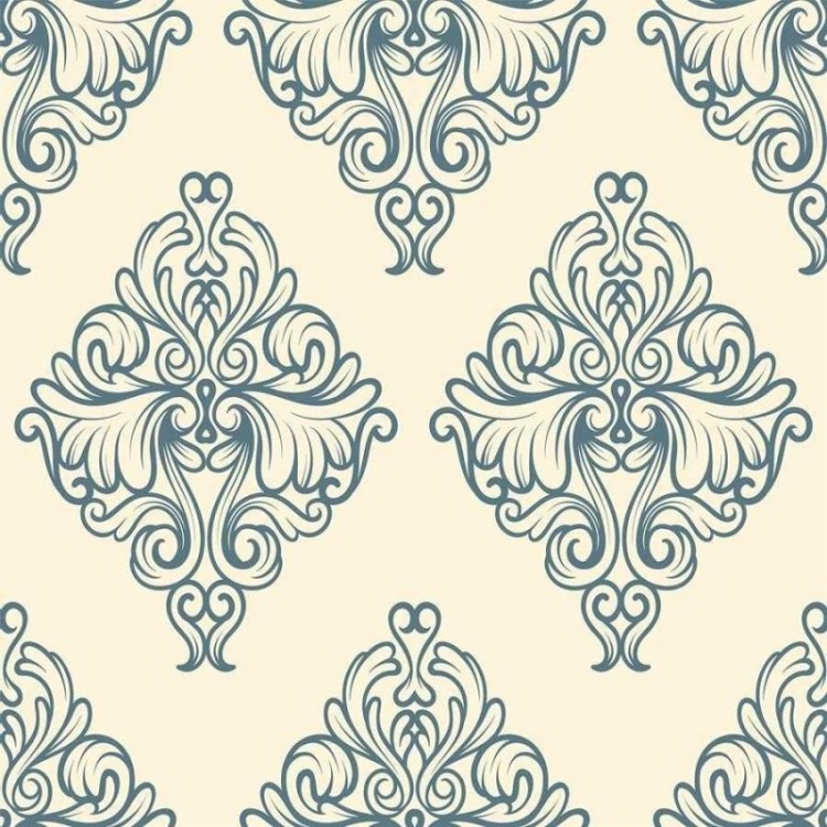 Papel de Parede Adesivo Arabesco Azul e Bege...