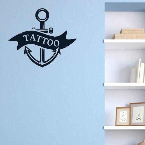 Adesivo Decorativo - Tattoo Ancora - Medidas 0,59x0,59M (Salão Profissional de Tatuagem)