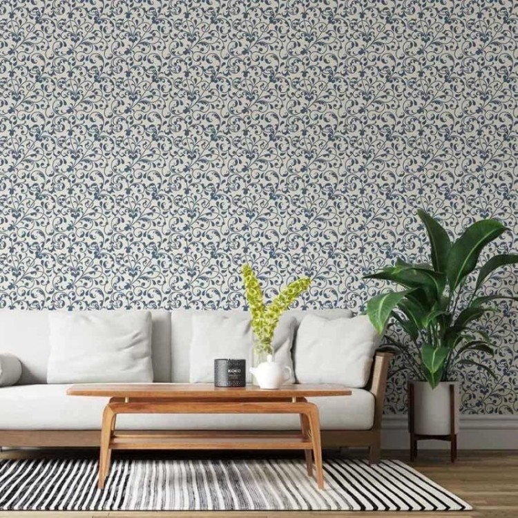 Papel de Parede Adesivo Arabesco azul N03003