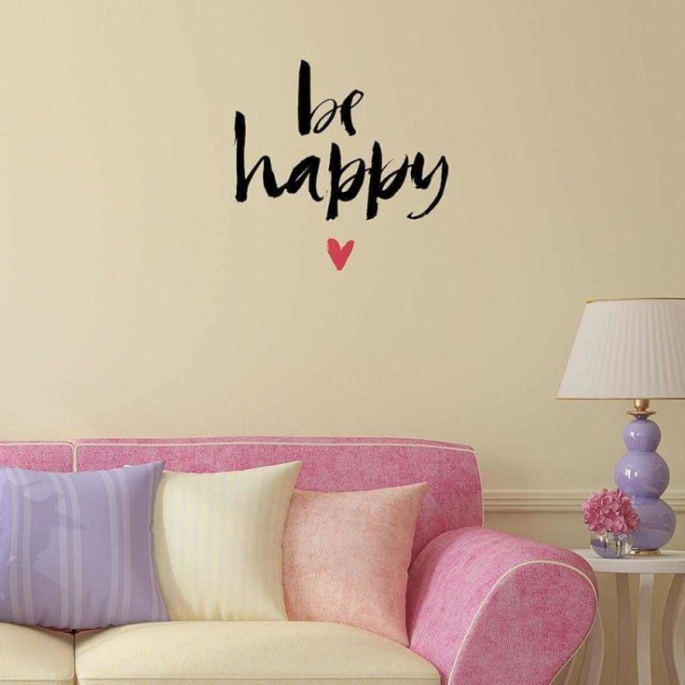 Adesivo Decorativo Be Happy Medida 0,59x0,59 Metros (Seja feliz)