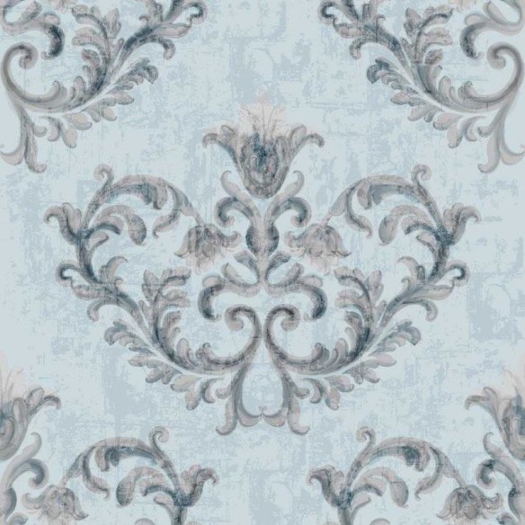 Papel de Parede Adesivo Arabesco Azule Cinza N06189
